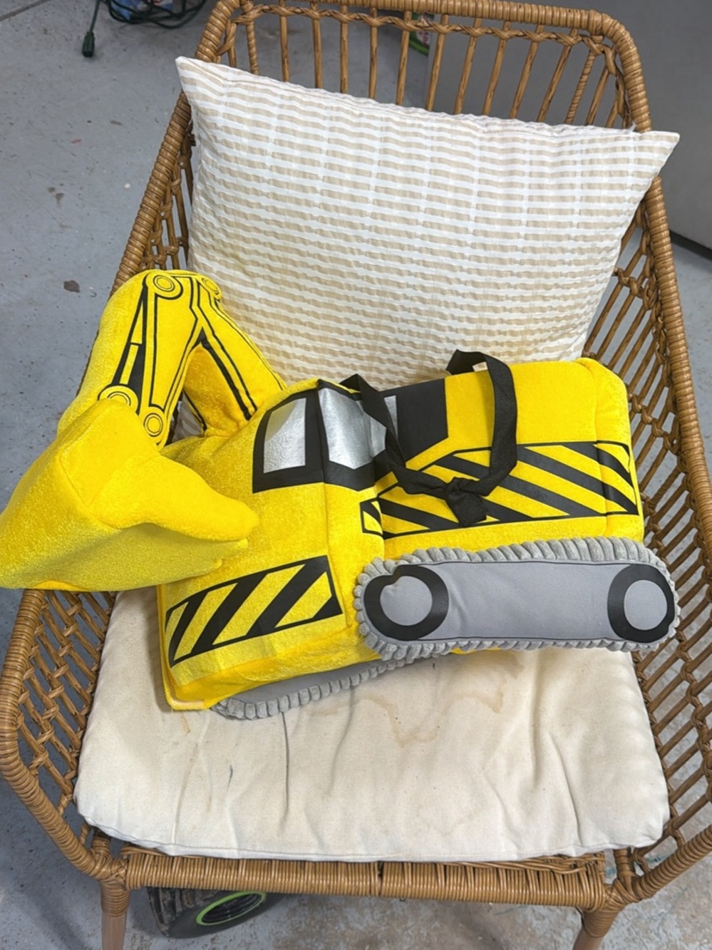 Yellow Kids Construction Truck Plush costume with Soft Tracks